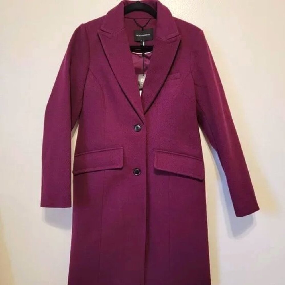 NWT $328 BCBGMAXAZRIA Raspberry Two-Button Riding Coat, Sz Large - Picture 5 of 15